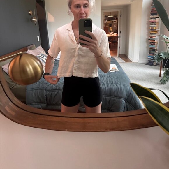 Madewell Linen Crop White Button-Up Size S - Picture 10 of 10